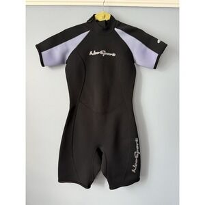 Women's Neosport Neoprene 2mm Shorty Swimming Wetsuits Black‎ & Purple Size 6